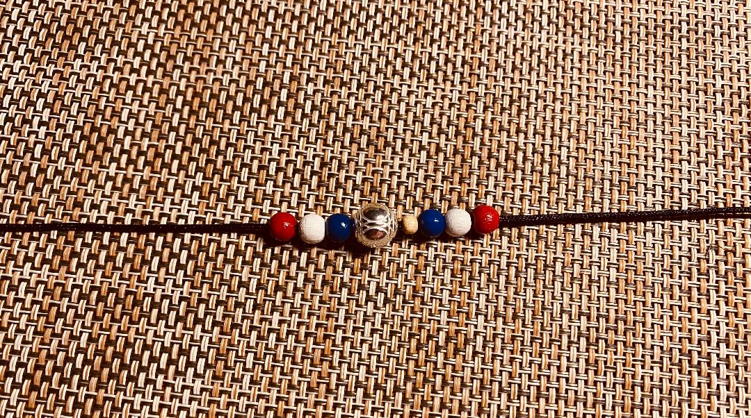 Bracelet pétanque cordon noir double drapeau français